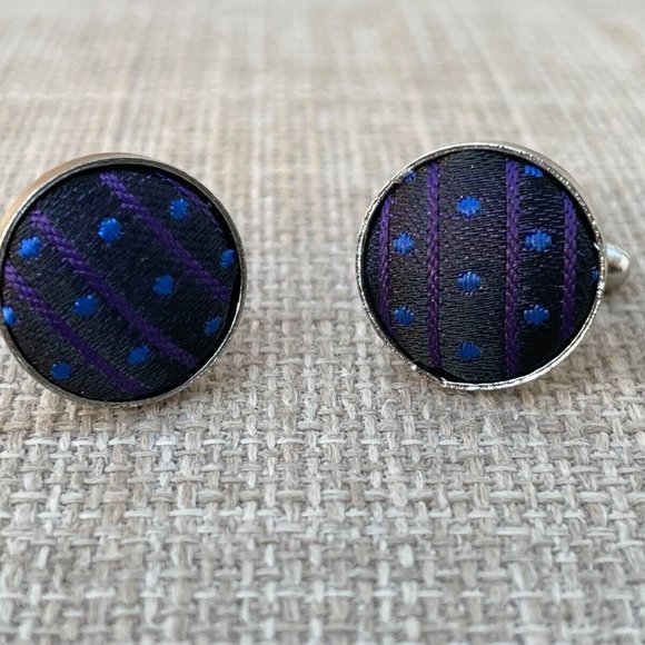 Men Cuff Links Blue/Silver Tone Fashion Cufflink Men Jewelry Shirt Cuff Stud - Picture 2 of 6